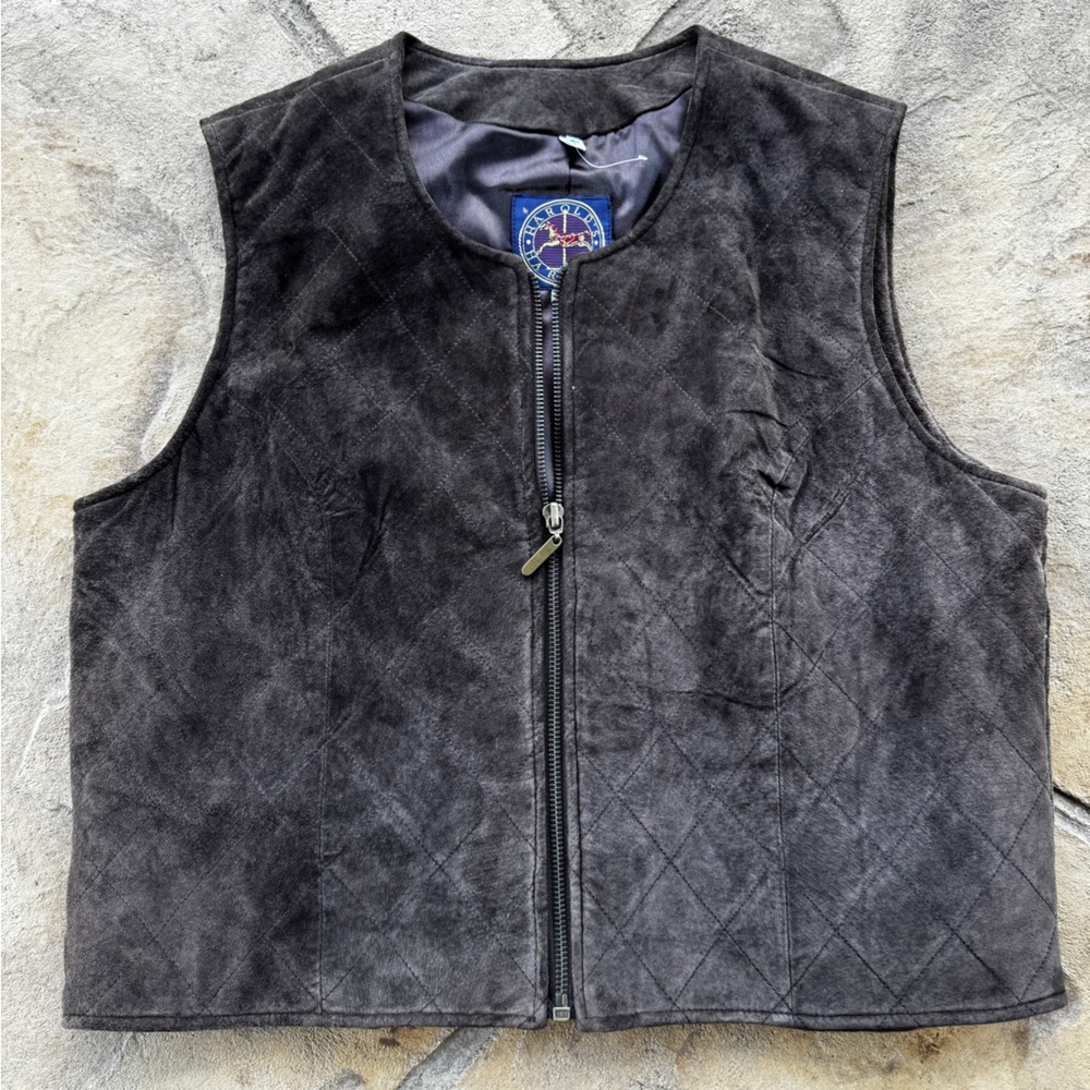Harold’s Vintage Genuine Suede Leather Vest Brown Zip Western Boho Womens L - Picture 8 of 13